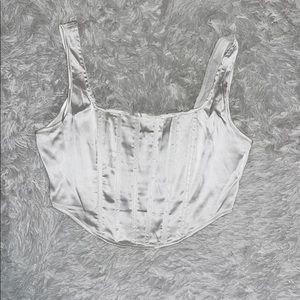Missguided Satin White Cropped Corset Top